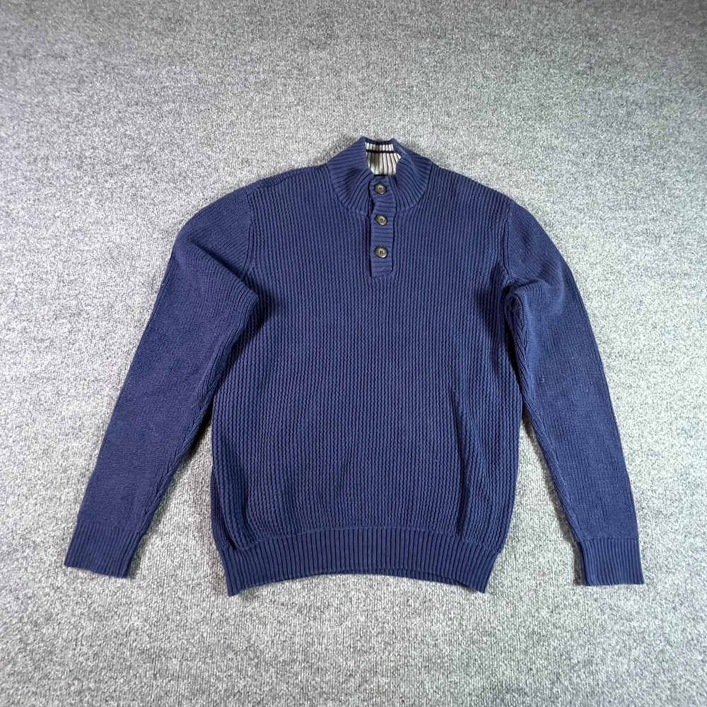 Vintage American Rag Henley Sweater Men's XL Blue Cotton Tight-Knitted Holiday